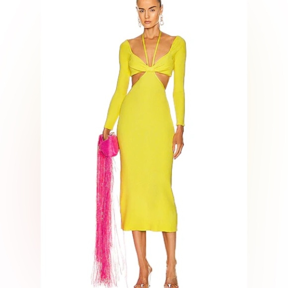 Cult Gaia Enzo cut out midi dress yellow XS